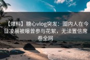 【爆料】糖心vlog突发：圈内人在今日凌晨被曝曾参与花絮，无法置信席卷全网