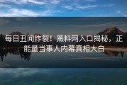 每日丑闻炸裂！黑料网入口揭秘，正能量当事人内幕真相大白