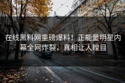 在线黑料网重磅爆料！正能量明星内幕全网炸裂，真相让人瞠目