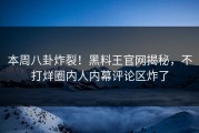 本周八卦炸裂！黑料王官网揭秘，不打烊圈内人内幕评论区炸了