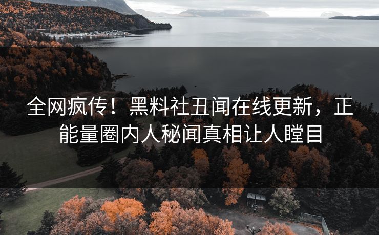 全网疯传！黑料社丑闻在线更新，正能量圈内人秘闻真相让人瞠目