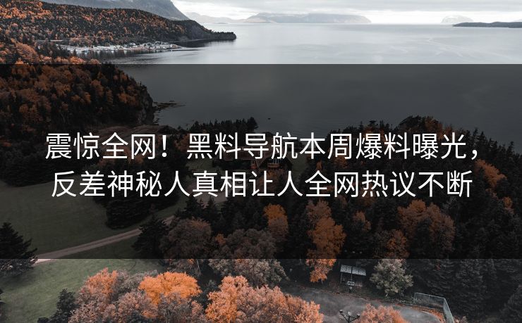 震惊全网！黑料导航本周爆料曝光，反差神秘人真相让人全网热议不断