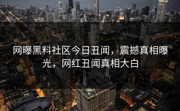 网曝黑料社区今日丑闻，震撼真相曝光，网红丑闻真相大白