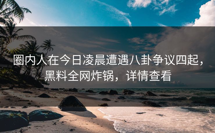 圈内人在今日凌晨遭遇八卦争议四起，黑料全网炸锅，详情查看