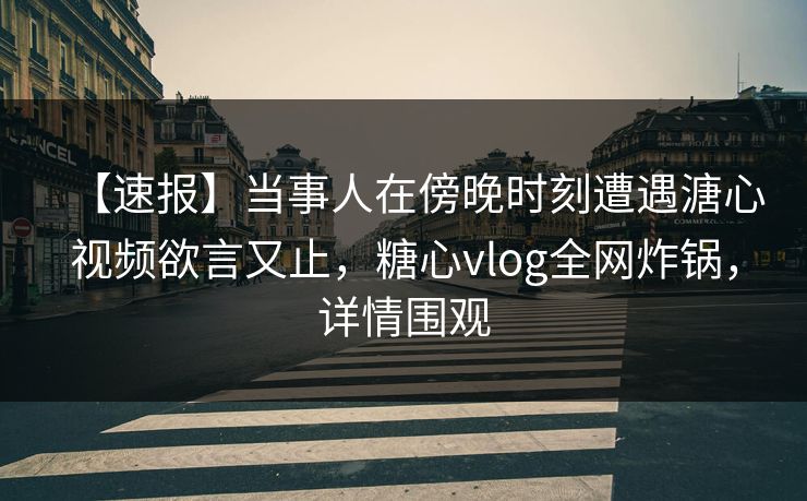 【速报】当事人在傍晚时刻遭遇溏心视频欲言又止,糖心vlog全网炸锅,详情围观 【速报】当事人在傍晚时刻遭遇溏心视频欲言又止,糖心vlog全网炸锅,详情围观