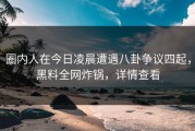 圈内人在今日凌晨遭遇八卦争议四起，黑料全网炸锅，详情查看