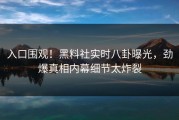 入口围观！黑料社实时八卦曝光，劲爆真相内幕细节太炸裂