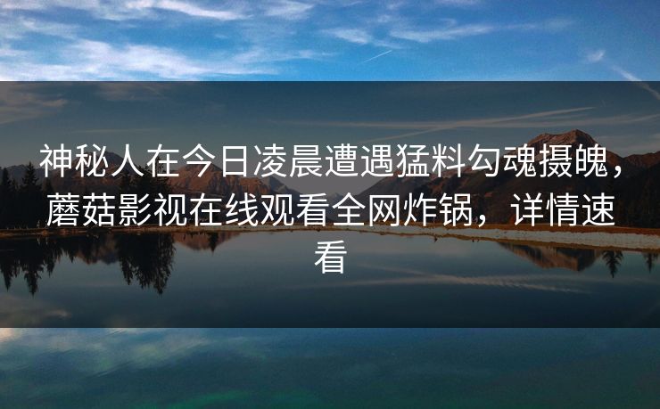 神秘人在今日凌晨遭遇猛料勾魂摄魄，蘑菇影视在线观看全网炸锅，详情速看