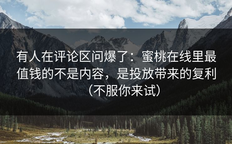 有人在评论区问爆了：蜜桃在线里最值钱的不是内容，是投放带来的复利（不服你来试）